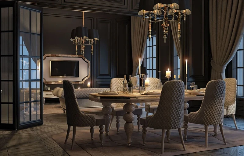 Casa Padrino Luxus Art Deco Esszimmer Set Grau / Weiß / Gold - 1 Art Deco Esstisch mit Kunstmarmor Tischplatte & 8 Art Deco Esszimmerstühle - Art Deco Esszimmer Möbel - Luxus Qualität