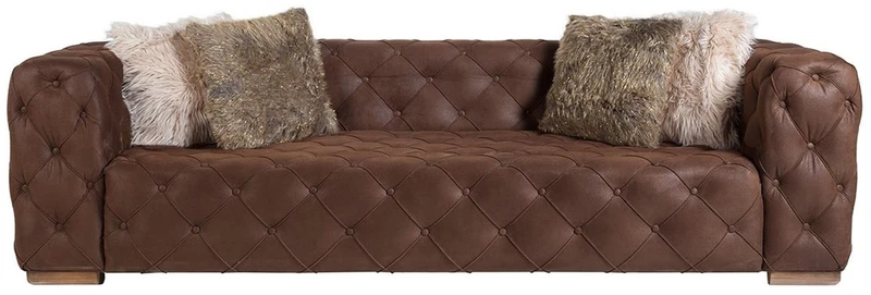 Casa Padrino Luxus Chesterfield 3er Sofa Braun / Hellbraun 240 x 95 x H. 81 cm - Chesterfield Wohnzimmer Sofa - Chesterfield Wohnzimmer Möbel - Luxus Kollektion