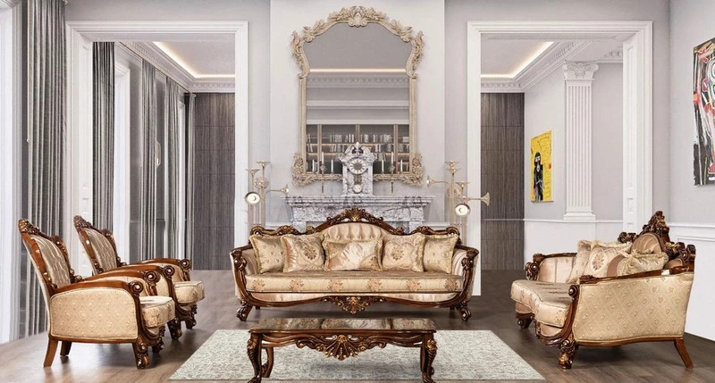 Casa Padrino Luxus Barock Wohnzimmer Sessel Beige / Braun / Gold - Prunkvoller Sessel mit elegantem Muster - Handgefertigte Barock Wohnzimmer Möbel