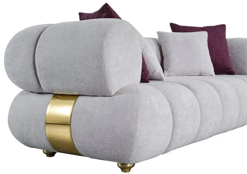 Casa Padrino Luxus 3er Sofa Grau / Gold - Modernes Wohnzimmer Sofa - Moderne Wohnzimmer Möbel - Luxus Kollektion