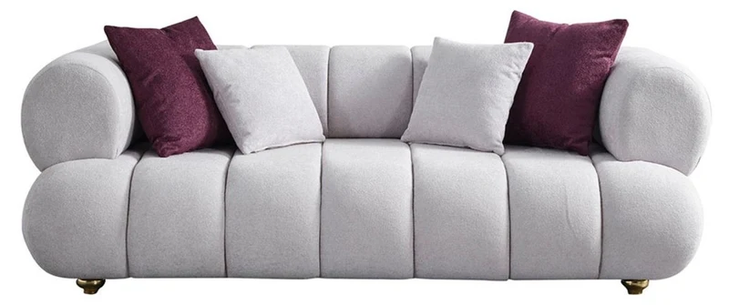 Casa Padrino Luxus 3er Sofa Grau / Gold - Modernes Wohnzimmer Sofa - Moderne Wohnzimmer Möbel - Luxus Kollektion