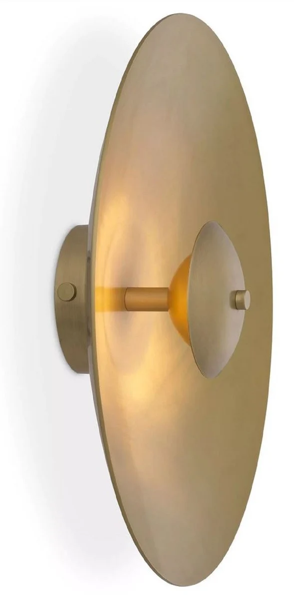 Casa Padrino Luxus LED Wandleuchte Antik Messingfarben Ø 37,5 cm - Runde Metall Wandlampe - Hotel & Restaurant Wandleuchte - Luxus Kollektion