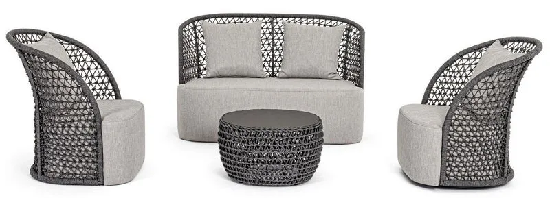 Casa Padrino Luxus Gartensessel mit Kissen Grau / Anthrazit 77 x 81 x H. 93 cm - Wetterbeständiger Garten & Terrassen Sessel - Garten & Terrassen Möbel - Luxus Qualität