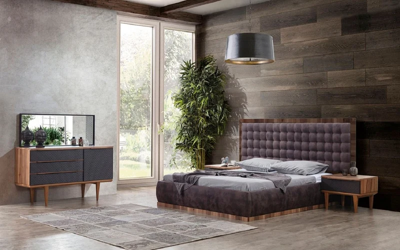Casa Padrino Luxus Schlafzimmer Set Braun / Grau / Schwarz - 1 Luxus Kommode & 1 Luxus Wandspiegel - Moderne Schlafzimmer Möbel - Luxus Kollektion