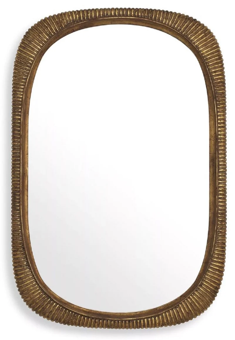 Casa Padrino Luxus Spiegel Antik Gold 95 x 6 x H. 142 cm - Mahagoni Wandspiegel - Wohnzimmer Spiegel - Garderobenspiegel - Luxus Kollektion
