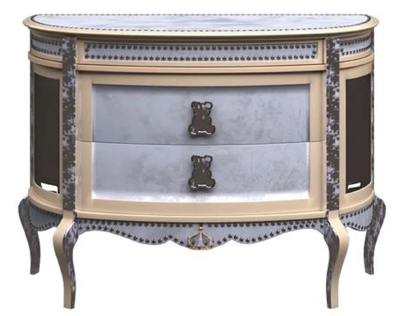 Casa Padrino Luxus Barock Nachtkommode Blau / Beige - Prunkvoller Kinderzimmer Nachttisch - Barock Kinderzimmer Möbel - Luxus Qualität - Made in Italy