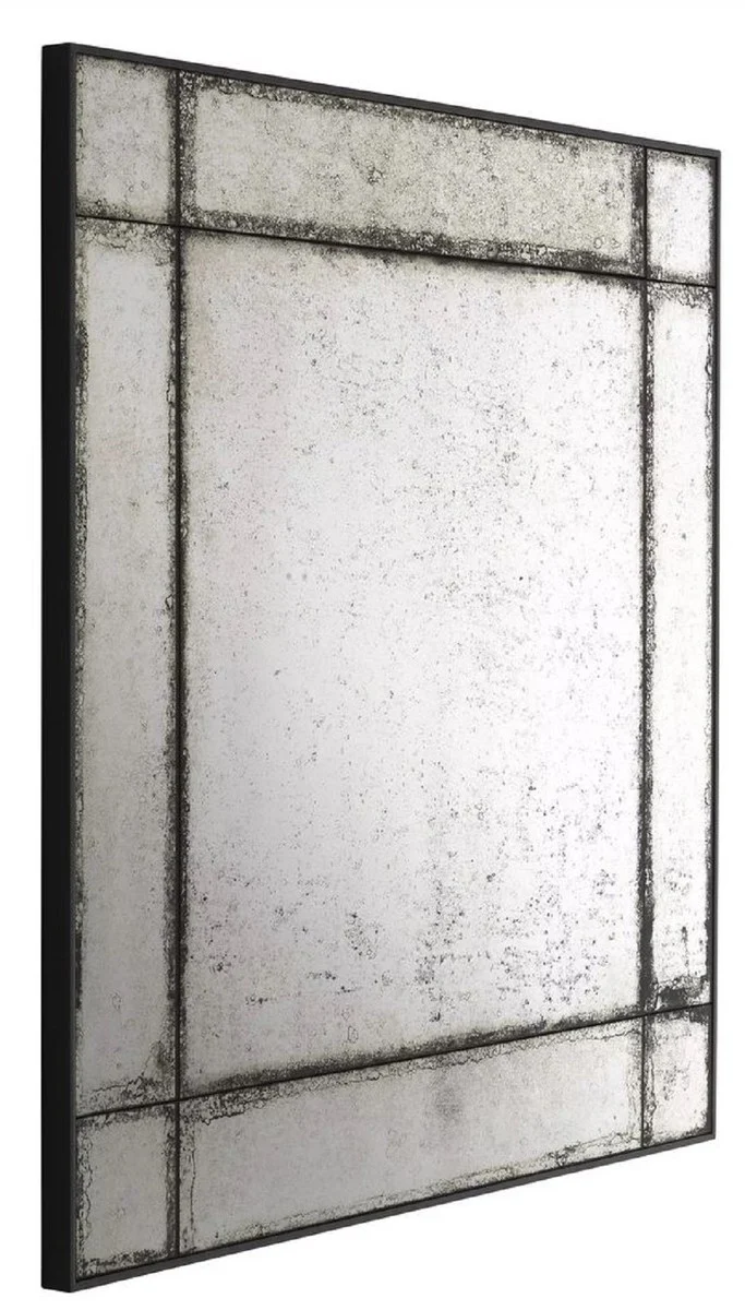Casa Padrino Luxus Wandspiegel 100 x 3 x H. 100 cm - Quadratischer Spiegel mit Mahagoni Rahmen und antikem Spiegelglas - Wohnzimmer Spiegel - Schlafzimmer Spiegel - Garderoben Spiegel