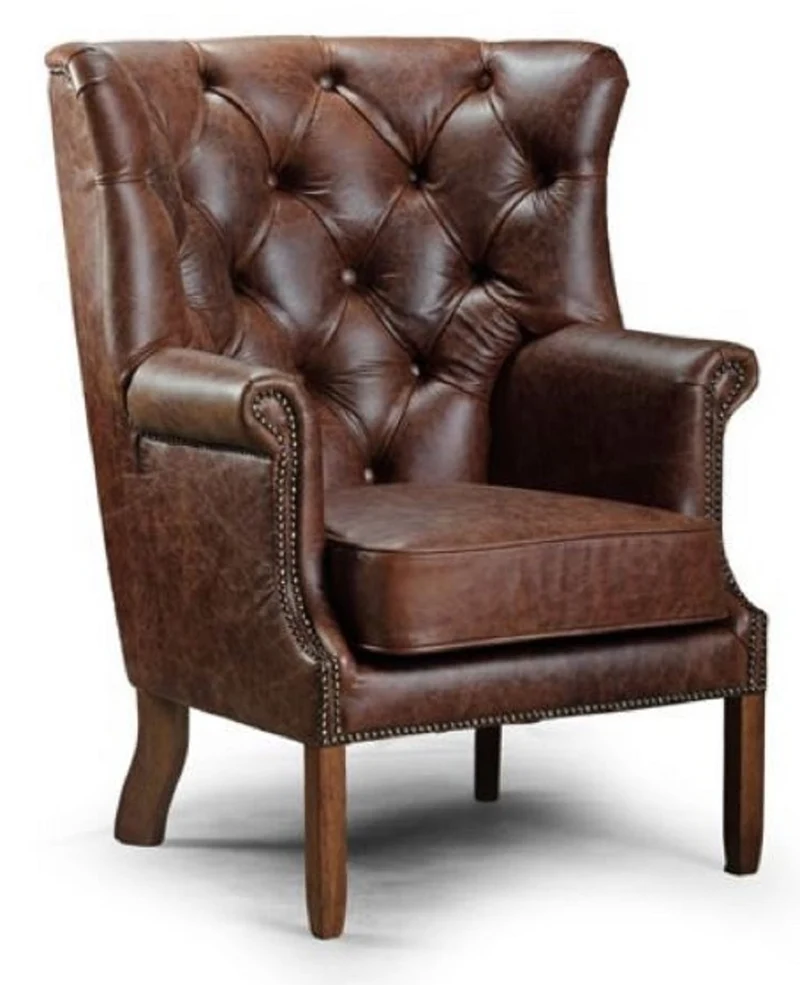 Casa Padrino Luxus Chesterfield Leder Sessel Vintage Dunkelbraun 82 x 85 x H. 115 cm - Echtleder Wohnzimmer Sessel - Chesterfield Wohnzimmer Möbel