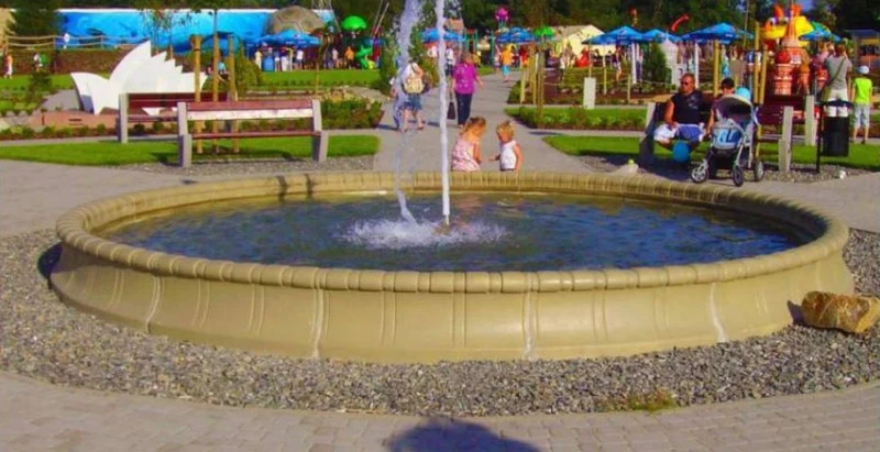 Casa Padrino Barock Springbrunnen Umrandung Beige Ø 600 x H. 50 cm - Runde Gartenbrunnen Umrandung - Brunnen Umrandung - Prunkvolle Gartendeko im Barockstil