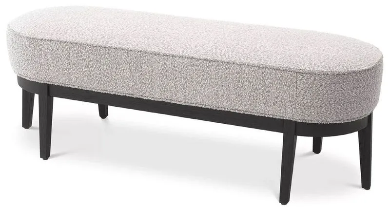 Casa Padrino Luxus Sitzbank Grau / Schwarz 132 x 45 x H. 47 cm - Gepolsterte Wohnzimmer Bank - Wohnzimmer Möbel - Hotel Möbel - Luxus Kollektion