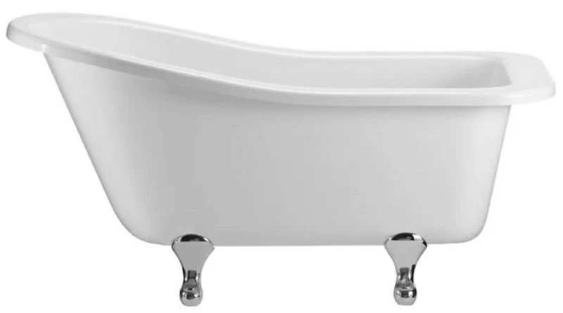 Casa Padrino Luxus Jugendstil Badewanne Weiß / Silber 150 x 75 x H. 78 cm - Freistehende Retro Acryl Badewanne - Retro Badezimmer Möbel