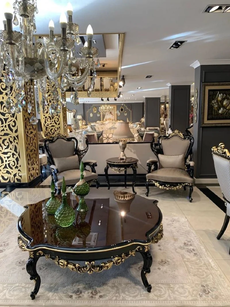 Casa Padrino Luxus Barock Couchtisch Braun / Schwarz / Gold - Prunkvoller Massivholz Wohnzimmertisch im Barockstil - Barock Wohnzimmer Möbel - Edel & Prunkvoll