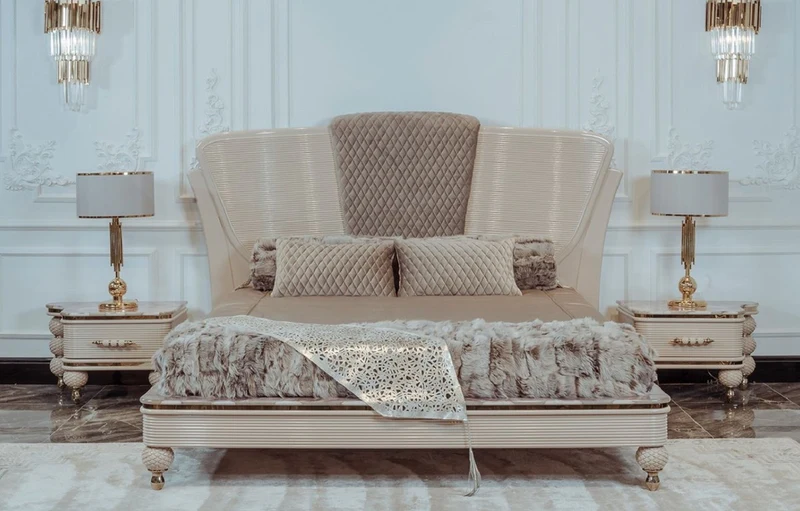 Casa Padrino Luxus Art Deco Nachttisch Set Grau / Weiß / Gold 75 x 50 x H. 48 cm - Prunkvolle Massivholz Nachtkommoden - Art Deco Schlafzimmer & Hotel Möbel - Luxus Kollektion