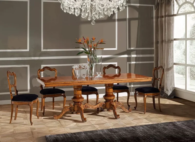 Casa Padrino Luxus Biedermeier Esstisch Braun - Handgefertigter Massivholz Esszimmertisch - Biedermeier Esszimmer Möbel - Luxus Qualität - Made in Italy