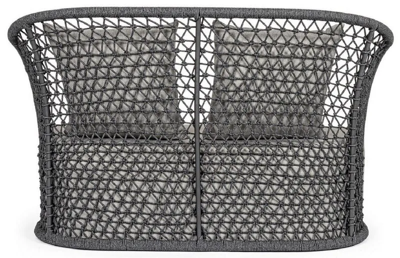 Casa Padrino Luxus Gartensofa mit Kissen Grau / Anthrazit 150 x 81 x H. 93 cm - Wetterbeständiges Garten & Terrassen Sofa - Garten & Terrassen Möbel - Luxus Qualität