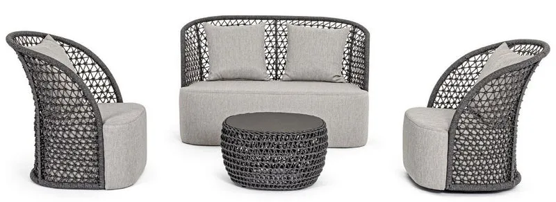 Casa Padrino Luxus Gartensofa mit Kissen Grau / Anthrazit 150 x 81 x H. 93 cm - Wetterbeständiges Garten & Terrassen Sofa - Garten & Terrassen Möbel - Luxus Qualität