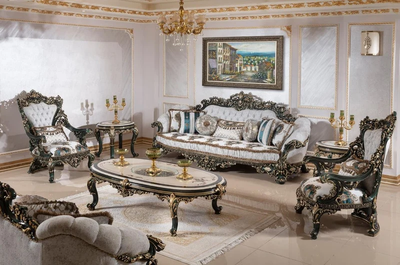 Casa Padrino Luxus Barock Beistelltisch Beige / Weiß / Grün / Gold - Prunkvoller Massivholz Tisch im Barockstil - Barock Wohnzimmer Möbel - Edel & Prunkvoll