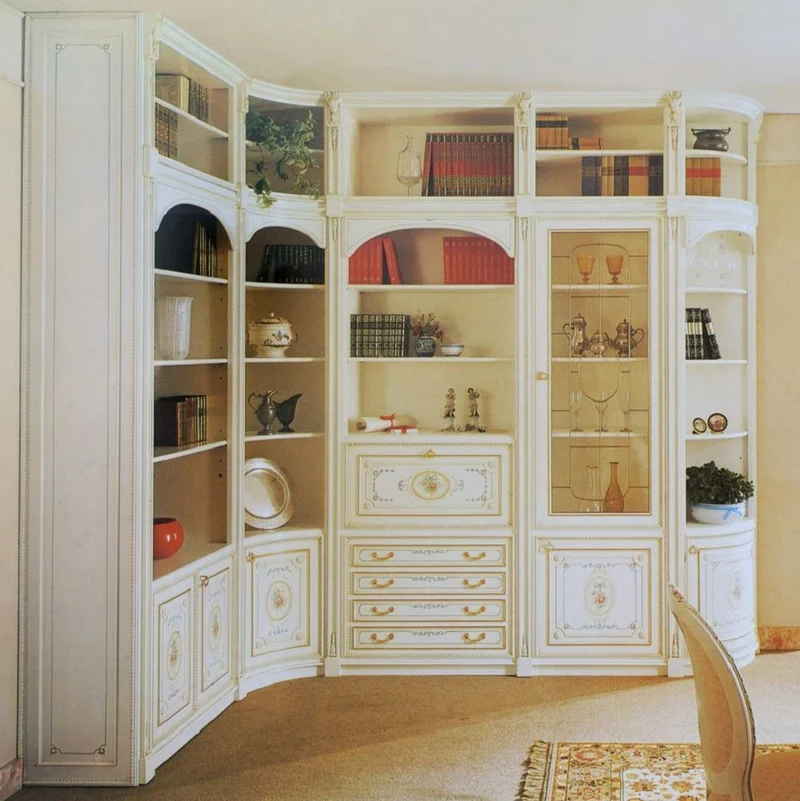 Casa Padrino Luxus Barock Eckschrank Weiß / Mehrfarbig / Gold - Handgefertigter Wohnzimmer Schrank im Barockstil - Barock Wohnzimmer Möbel - Erstklassische Qualität - Made in Italy