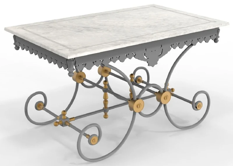 Casa Padrino Jugendstil Gartentisch 130 x 80 x H. 75 cm - Verschiedene Farben - Nostalgischer Schmiedeeisen Garten & Terrassen Tisch mit Marmorplatte - Jugendstil Garten & Terrassen Möbel