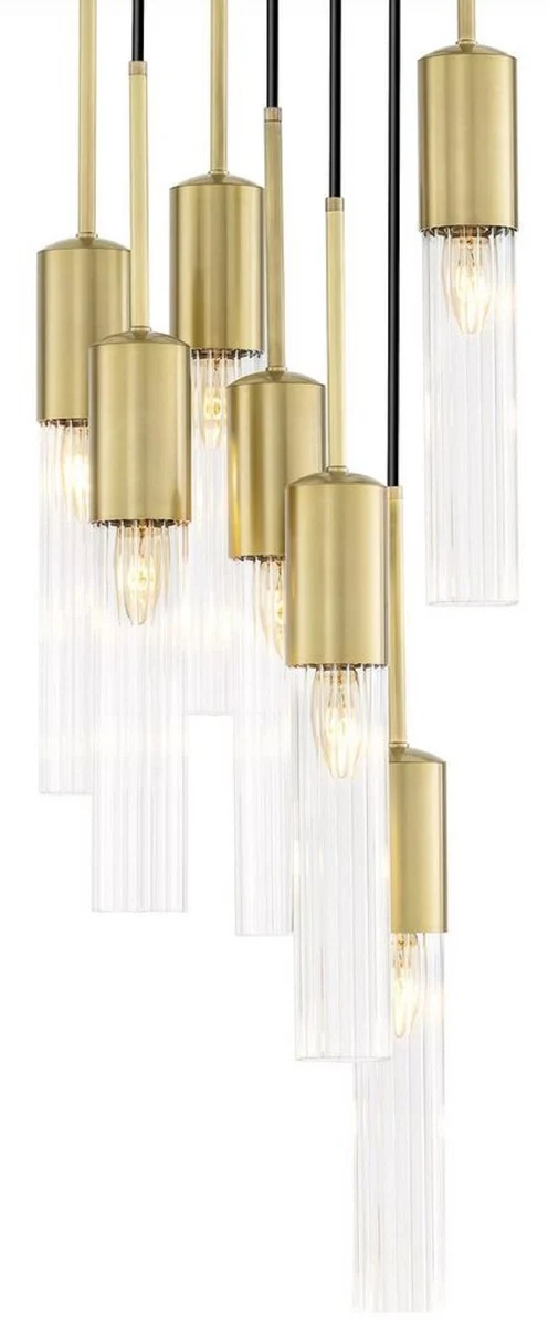 Casa Padrino Luxus Kronleuchter Antik Messingfarben Ø 40 x H. 160 cm - Runder Hotel & Restaurant Kronleuchter - Luxus Qualität