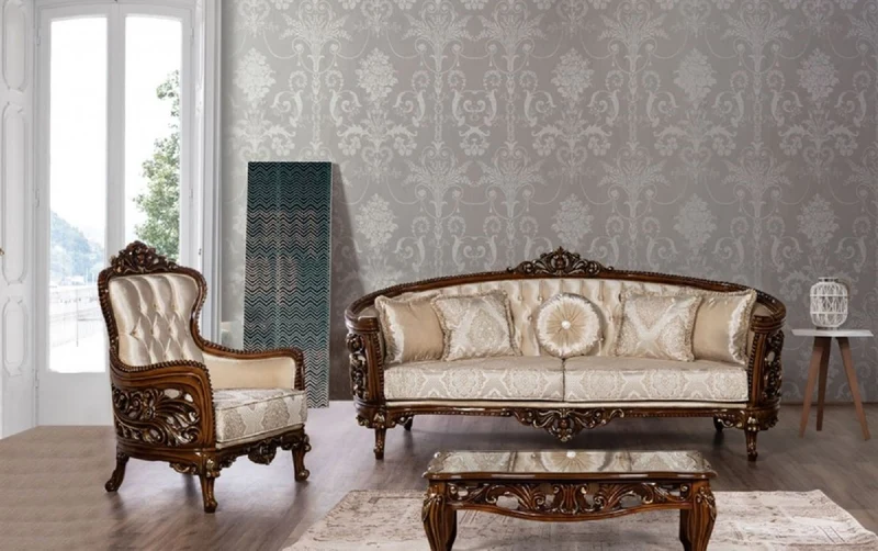Casa Padrino Luxus Barock Sessel Beige / Braun / Gold - Prunkvoller Wohnzimmer Sessel mit elegantem Muster - Barock Wohnzimmer Möbel