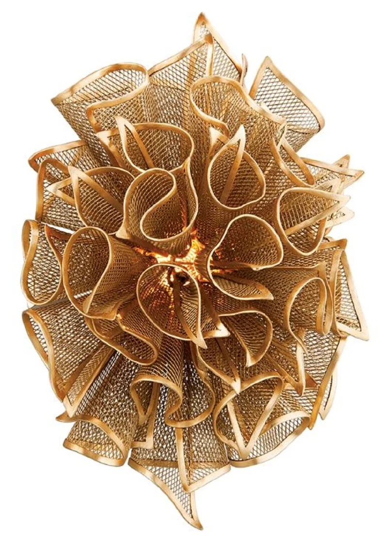 Casa Padrino Designer LED Wandleuchte Gold 30,5 x 20,3 x H. 45,7 cm - Elegante Wohnzimmer Wandlampe - Luxus Kollektion
