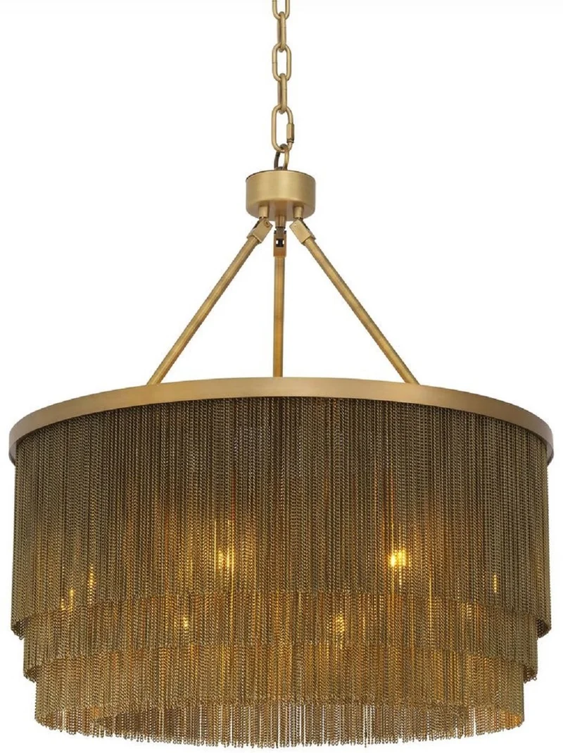 Casa Padrino Luxus Stahl Kronleuchter Antik Messingfarben Ø 60 x H. 68 cm - Runder Hotel & Restaurant Kronleuchter - Luxus Qualität