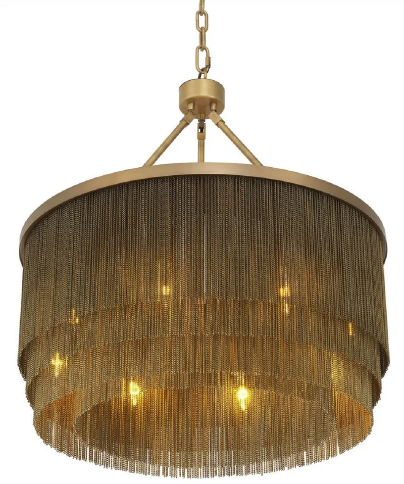 Casa Padrino Luxus Stahl Kronleuchter Antik Messingfarben Ø 60 x H. 68 cm - Runder Hotel & Restaurant Kronleuchter - Luxus Qualität