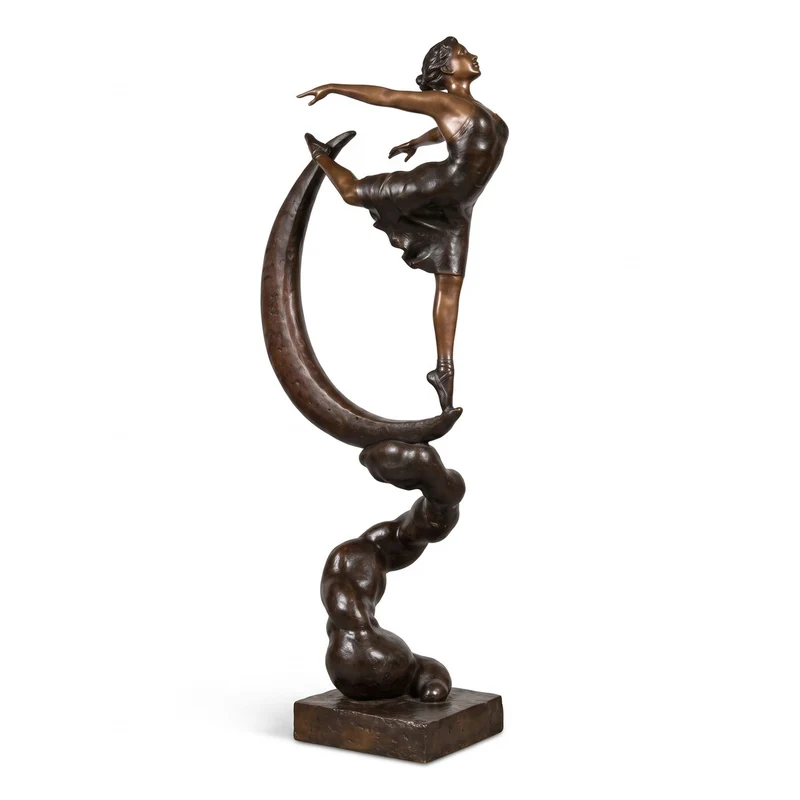 Casa Padrino Luxus Bronze Jugendstil Deko Skulptur Tänzerin Bronzefarben H. 126 cm - Bronzefigur - Dekofigur - Wohnzimmer Deko Accessoires