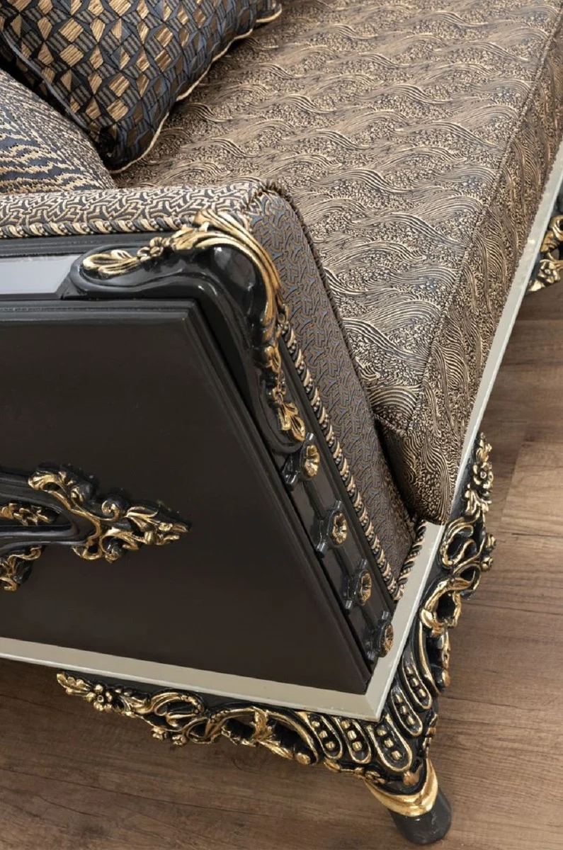 Casa Padrino Luxus Barock Wohnzimmer Set - 2 Sofas & 2 Sessel & 1 Couchtisch - Handgefertigte Wohnzimmer Möbel im Barockstil - Edel & Prunkvoll