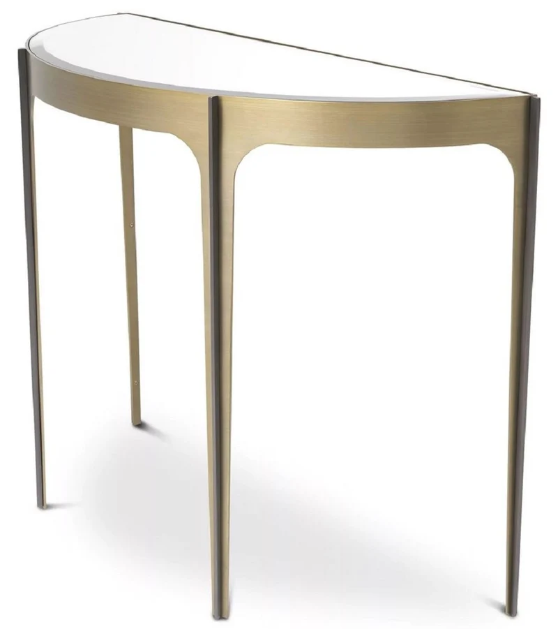 Casa Padrino Luxus Konsole Messing / Bronze 102,5 x 40 x H. 75 cm - Edelstahl Konsolentisch mit Spiegelglas Tischplatte - Luxus Möbel