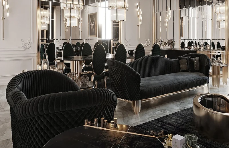 Casa Padrino Luxus Sofa Schwarz / Gold 260 x 88 x H. 88 cm - Modernes Wohnzimmer Sofa - Wohnzimmer & Hotel Möbel - Luxus Kollektion
