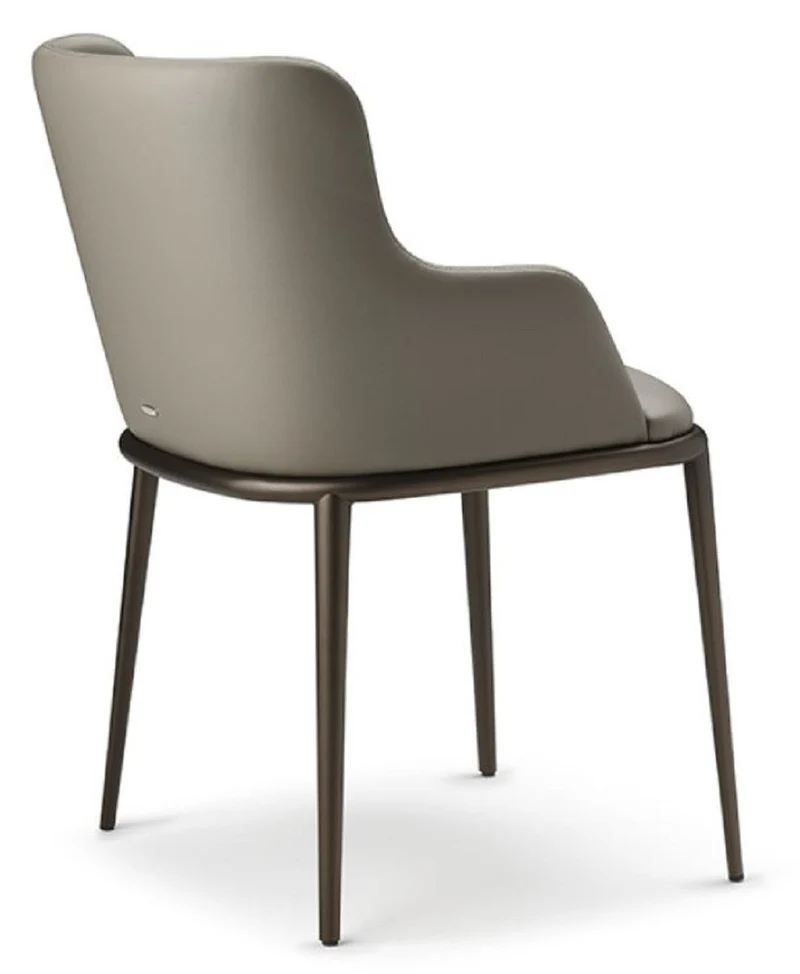 Casa Padrino Luxus Esszimmerstuhl 8er Set Grau / Schwarz - Luxus Esszimmer & Restaurant Möbel - Luxus Qualität - Made in Italy