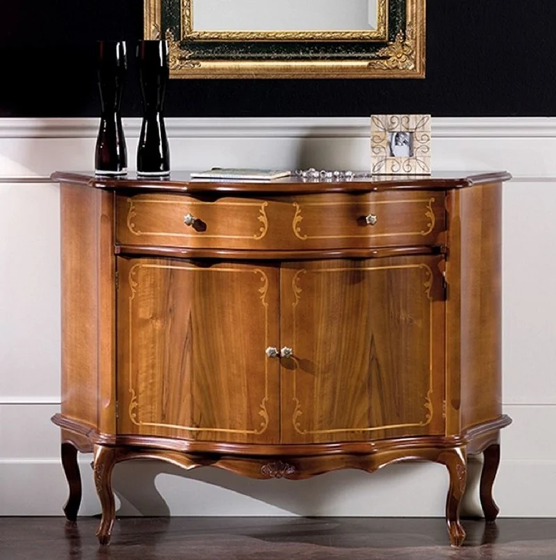 Casa Padrino Luxus Barock Sideboard Braun - Prunkvoller Massivholz Schrank mit 2 Türen und Schublade - Barock Wohnzimmer & Hotel Möbel - Luxus Qualität - Made in Italy