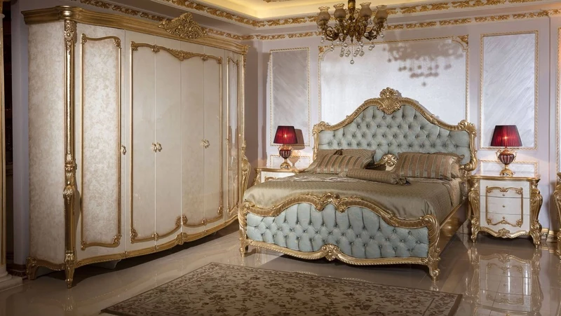 Casa Padrino Luxus Barock Schlafzimmerschrank Weiß / Beige / Gold - Prunkvoller Massivholz Kleiderschrank im Barockstil - Barock Schlafzimmer Möbel - Edel & Prunkvoll