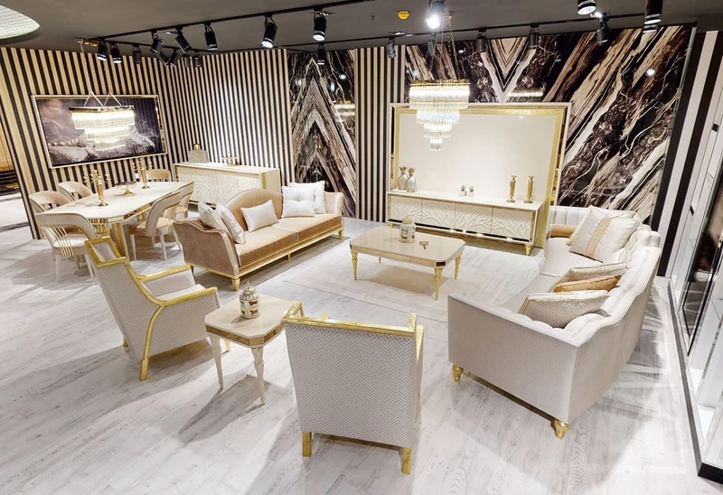 Casa Padrino Luxus Barock Sofa Weiß / Gold - Gebogenes Wohnzimmer Sofa - Hotel Sofa - Luxus Barock Wohnzimmer & Hotel Möbel