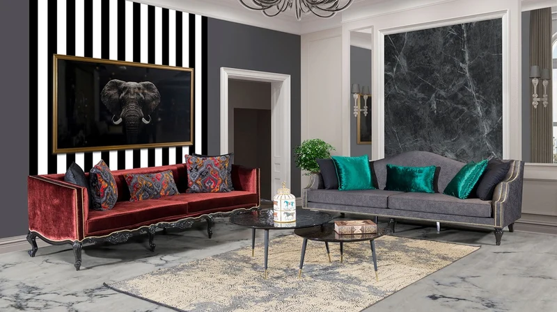 Casa Padrino Luxus Barock Sofa Bordeauxrot / Schwarz / Gold - Prunkvolles Wohnzimmer Sofa im Barockstil - Barock Wohnzimmer Möbel