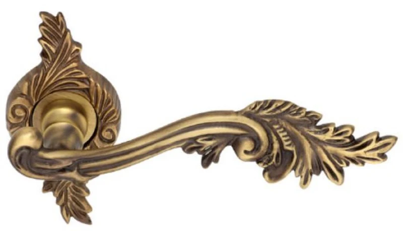 Casa Padrino Luxus Barock Türgriff Set Messing Patiniert - Edle Türklinken im Barockstil - Barock Deko Accessoires - Luxus Qualität