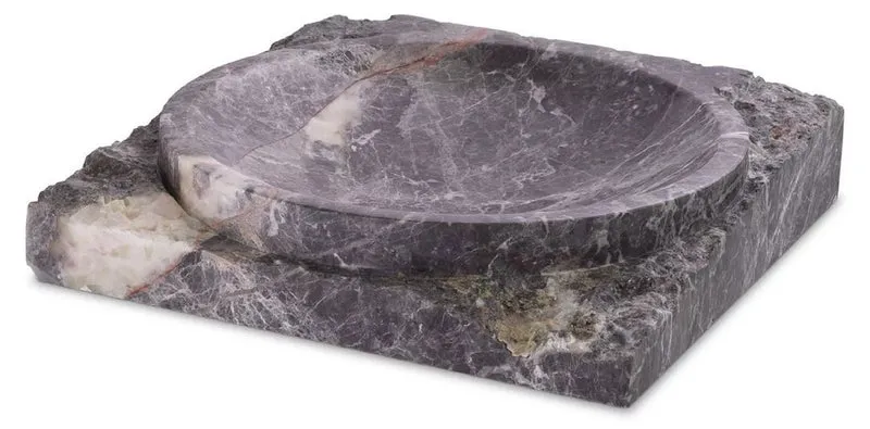 Casa Padrino Luxus Deko Marmor Schale Grau 30,5 x 30,5 x H. 6 cm - Obstschale aus hochwertigem Marmor - Hotel & Restaurant Deko Accessoires - Luxus Qualität