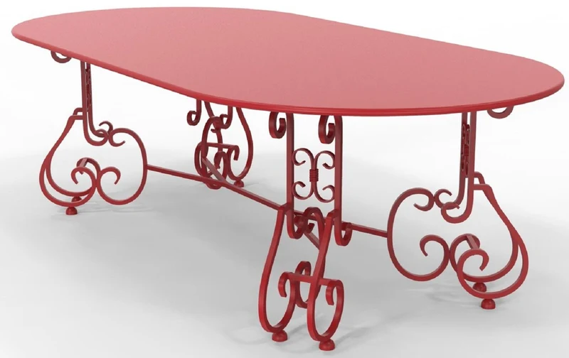 Casa Padrino Jugendstil Gartentisch 245 x 120 x H. 73,5 cm - Verschiedene Farben - Ovaler Schmiedeeisen Garten & Terrassen Tisch - Jugendstil Schmiedeeisen Garten & Terrassen Möbel