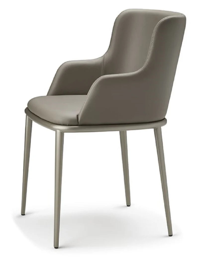 Casa Padrino Luxus Esszimmerstuhl 8er Set Grau / Titanfarben - Luxus Esszimmer & Restaurant Möbel - Luxus Qualität - Made in Italy