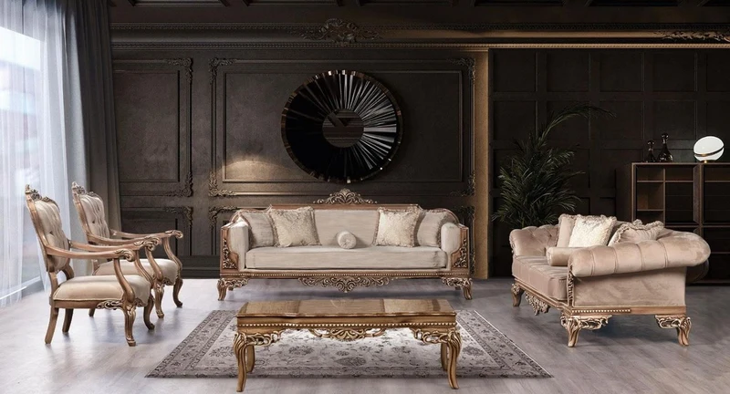 Casa Padrino Luxus Barock Sofa Grau / Braun - Prunkvolles Wohnzimmer Sofa im Barockstil - Barock Wohnzimmer Möbel - Edel & Prunkvoll