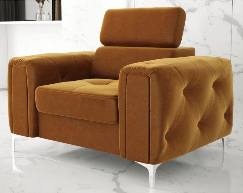 Casa Padrino Wohnzimmer Sessel 110 x 100 x H. 78-99 cm - Verschieden Farben - Moderner Sessel mit verstellbarer Kopfstütze - Moderne Wohnzimmer Möbel