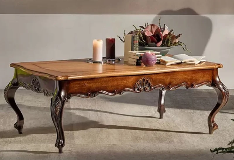 Casa Padrino Luxus Barock Couchtisch Braun - Rechteckiger Massivholz Wohnzimmertisch im Barockstil - Barock Wohnzimmer & Hotel Möbel - Luxus Qualität - Made in Italy
