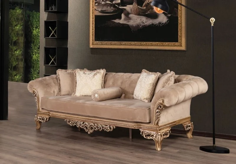 Casa Padrino Luxus Barock Chesterfield Sofa Braun - Prunkvolles Wohnzimmer Sofa im Barockstil - Barock Wohnzimmer Möbel - Edel & Prunkvoll