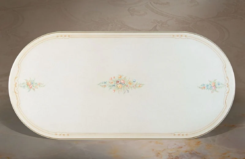 Casa Padrino Luxus Barock Esstisch Weiß / Cremefarben / Mehrfarbig / Gold - Ovaler Massivholz Esszimmertisch im Barockstil - Barock Esszimmer Möbel - Luxus Qualität - Made in Italy