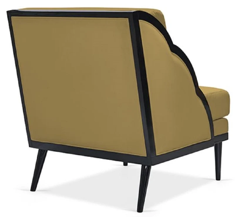 Casa Padrino Luxus Art Deco Samt Sessel Ocker / Schwarz 79 x 99 x H. 92 cm - Hotel Lounge Sessel - Hotel Möbel - Luxus Möbel - Luxus Qualität