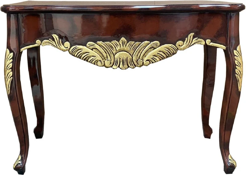 Casa Padrino Barock Konsole Mahagonibraun / Gold - Handgefertigter Massivholz Konsolentisch im Barockstil - Barock Möbel