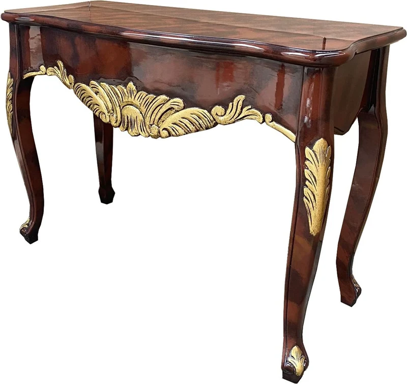 Casa Padrino Barock Konsole Mahagonibraun / Gold - Handgefertigter Massivholz Konsolentisch im Barockstil - Barock Möbel