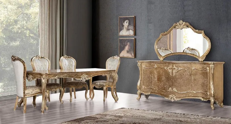 Casa Padrino Luxus Barock Esstisch Antik Gold - Handgefertigter Massivholz Esszimmertisch im Barockstil - Barock Esszimmer Möbel - Edel & Prunkvoll